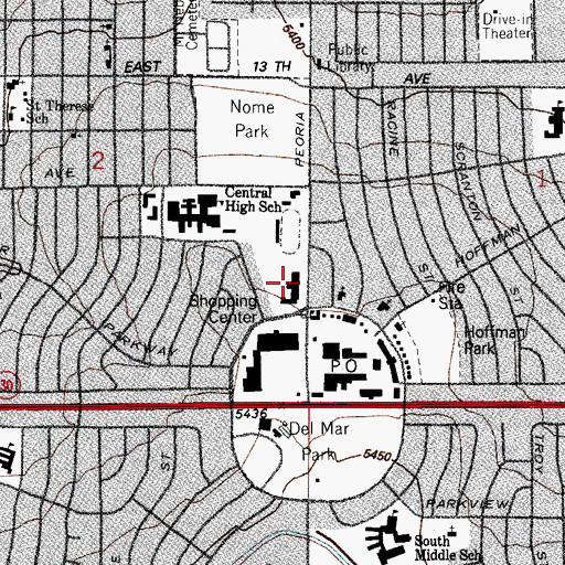 Topographic Map of Peoria Elementary School, CO