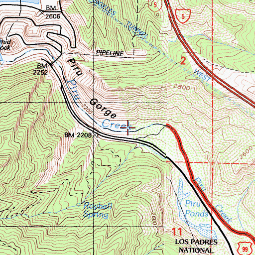 Topographic Map of Piru Gorge, CA