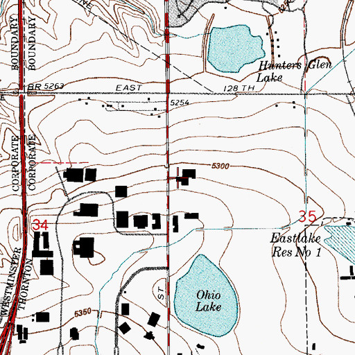 Topographic Map of Westgate Community School, CO