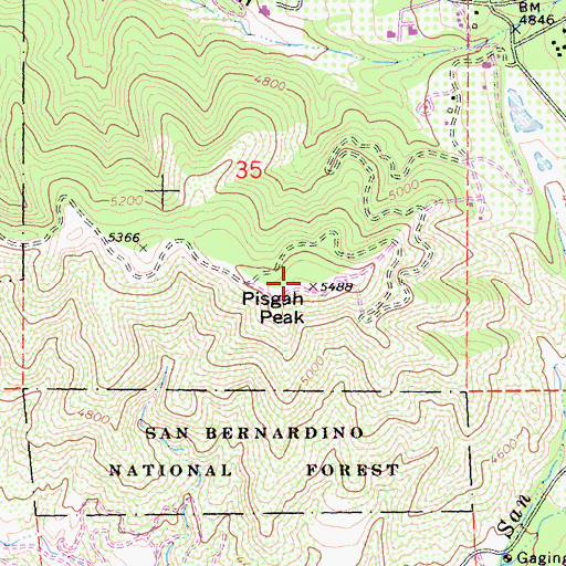 Topographic Map of Pisgah Peak, CA