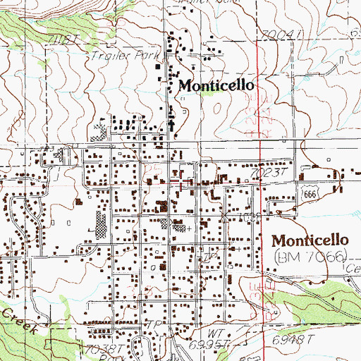 Topographic Map of Monticello Police Department, UT