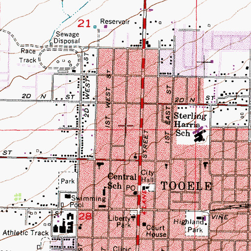Topographic Map of Tooele Police Department, UT