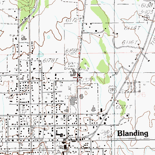 Topographic Map of Blanding Police Department, UT