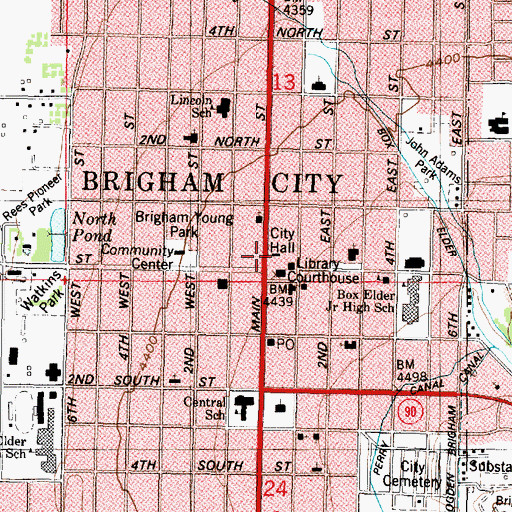 Topographic Map of Brigham City Police Department, UT