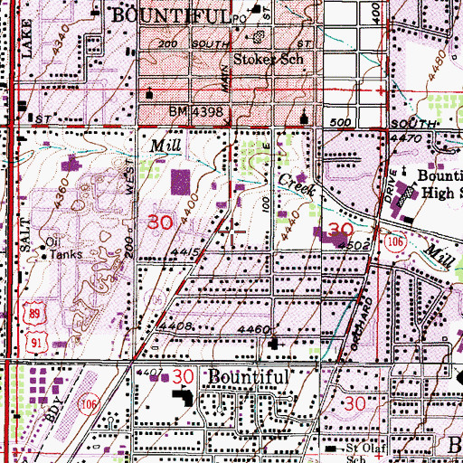 Topographic Map of Bountiful City Police Department, UT