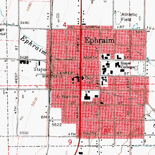 Topographic Map of Ephraim Police Department, UT
