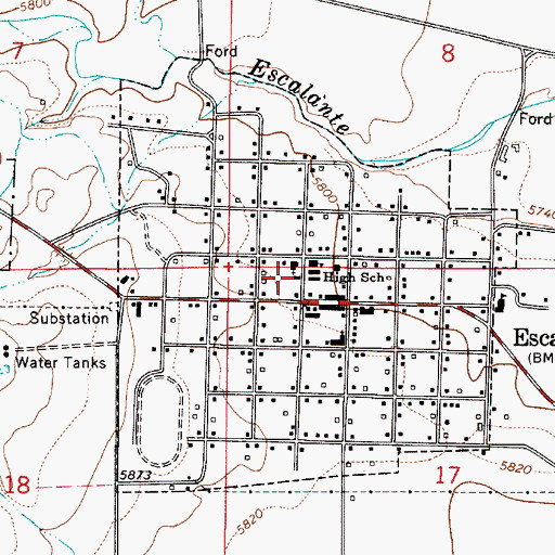 Topographic Map of Escalante Police Department, UT