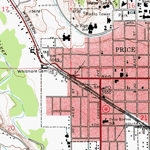 Topographic Map of Carbon County Sheriff's Office, UT