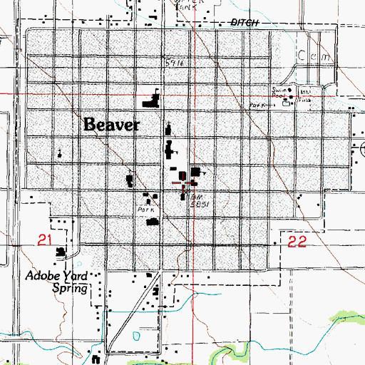 Topographic Map of Milford Police Department Beaver, UT