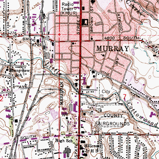 Topographic Map of Murray Police Department, UT