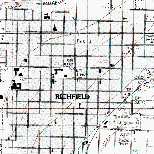 Topographic Map of Richfield City Police Department, UT