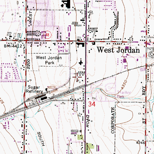 Topographic Map of West Jordan Police Department, UT