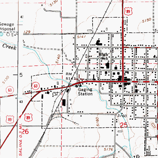 Topographic Map of Salina City Police Department, UT