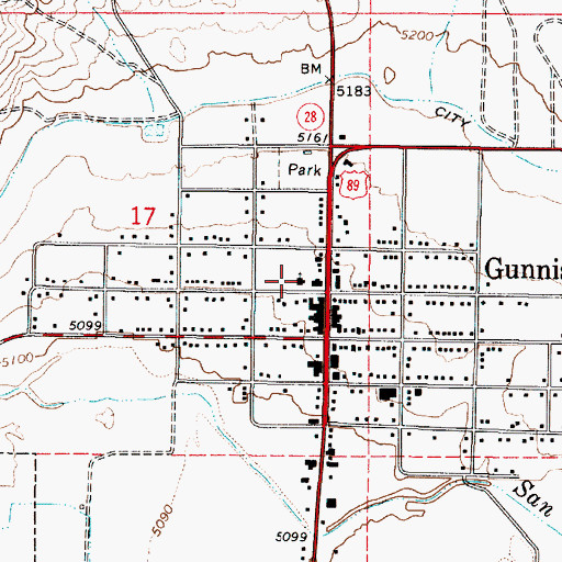 Topographic Map of Gunnison Police Department, UT