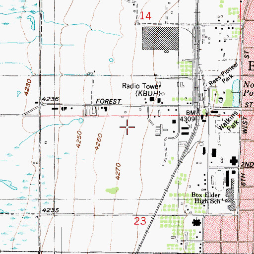 Topographic Map of Box Elder County Sheriff's Office, UT