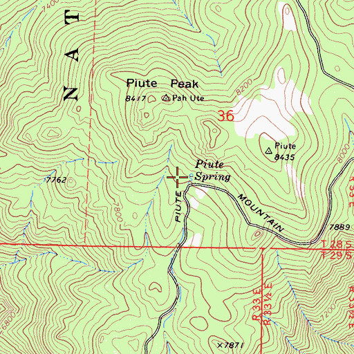 Topographic Map of Piute Spring, CA