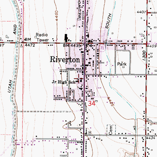 Topographic Map of Unified Police Department Riverton, UT