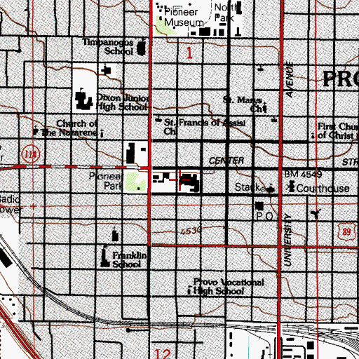 Topographic Map of Provo Police Department, UT