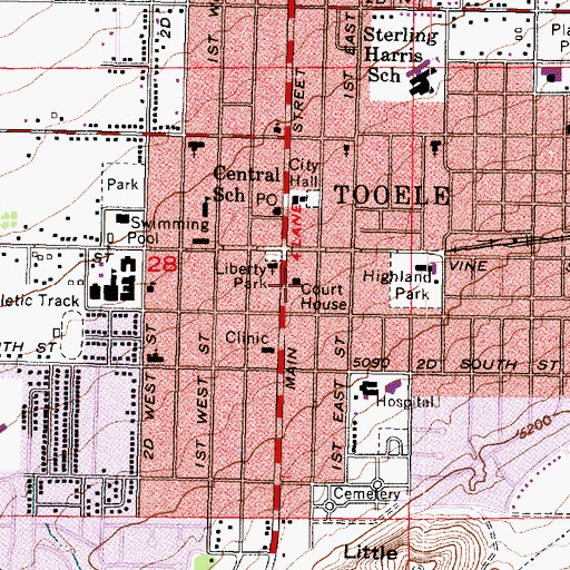 Topographic Map of Tooele County Sheriff's Office, UT