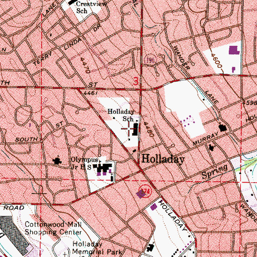 Topographic Map of Unified Police Department of Greater Salt Lake - Holladay City, UT