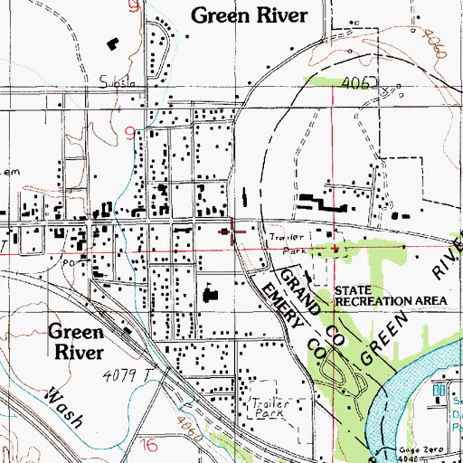 Topographic Map of Utah Highway Patrol Section 9 Green River Office, UT
