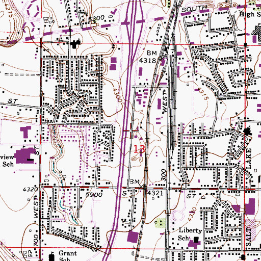Topographic Map of Utah Highway Patrol Section 4 Murray Office, UT