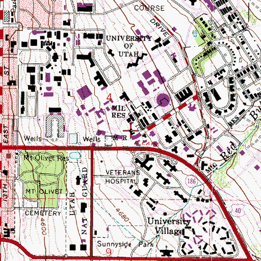 Topographic Map of University of Utah Police Department, UT