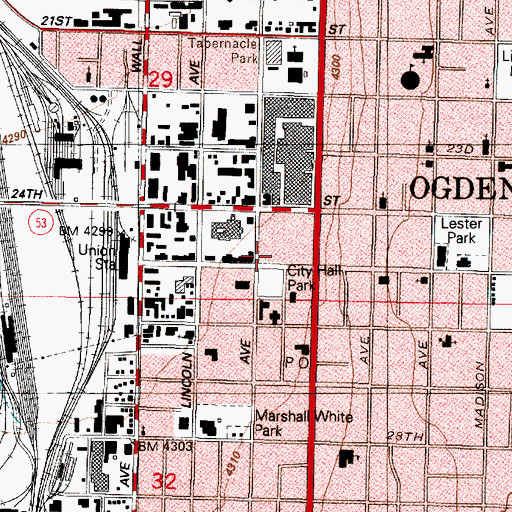 Topographic Map of United States Marshal's Service Utah District Office Ogden, UT