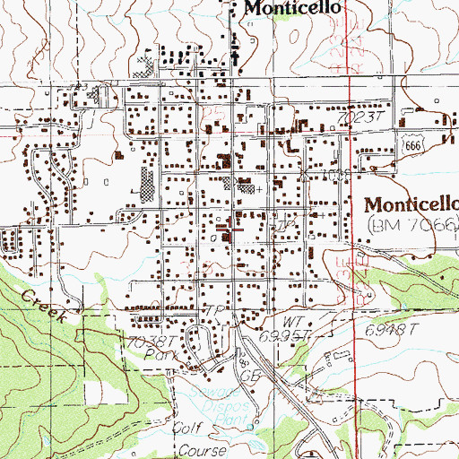 Topographic Map of Utah Highway Patrol Section 13 Monticello Office, UT