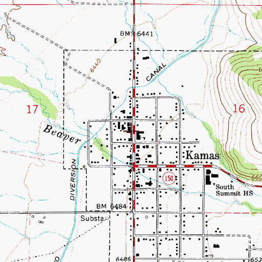 Topographic Map of Kamas Police Department, UT