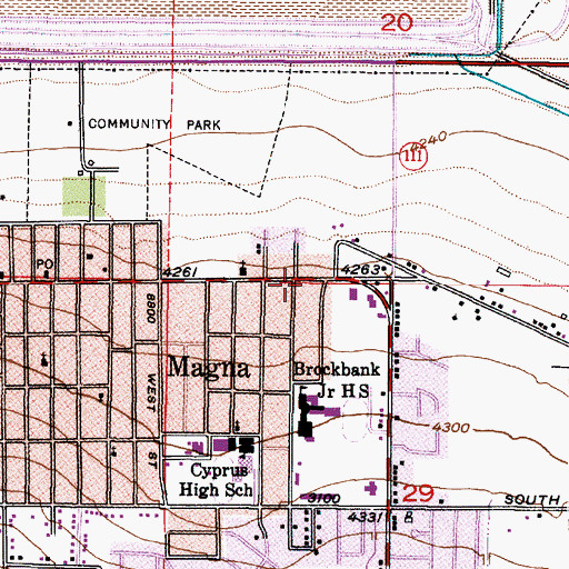 Topographic Map of Unified Police Department of Greater Salt Lake - Magna Substation, UT