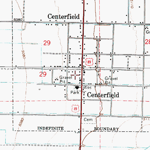 Topographic Map of Centerfield Police Department, UT