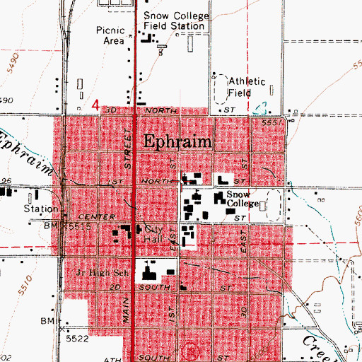 Topographic Map of Snow College Police Department, UT