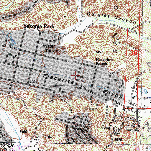Topographic Map of Placeritos Ranch, CA