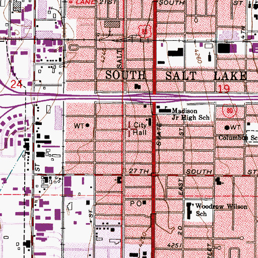 Topographic Map of Granite School District Police Department, UT