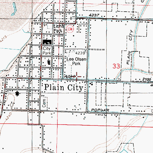 Topographic Map of Plain City Police Department, UT