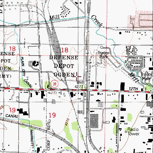 Topographic Map of Utah Highway Patrol Section 2 Ogden Office, UT