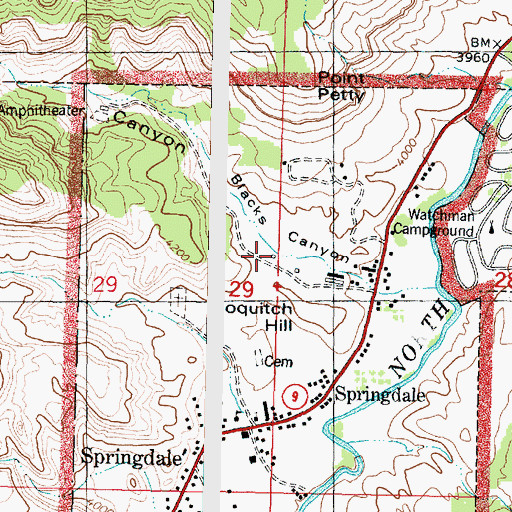 Topographic Map of Springdale - Zion Canyon Police Department, UT