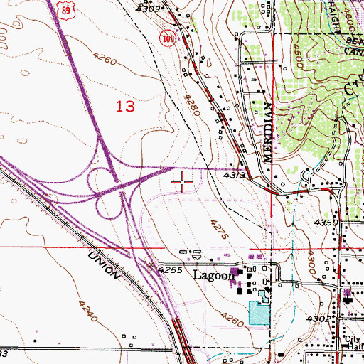 Topographic Map of Utah Highway Patrol Section 3 Farmington Office, UT