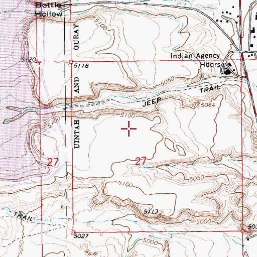 Topographic Map of United States Bureau of Indian Affairs Uintah and Ouray Agency Police, UT