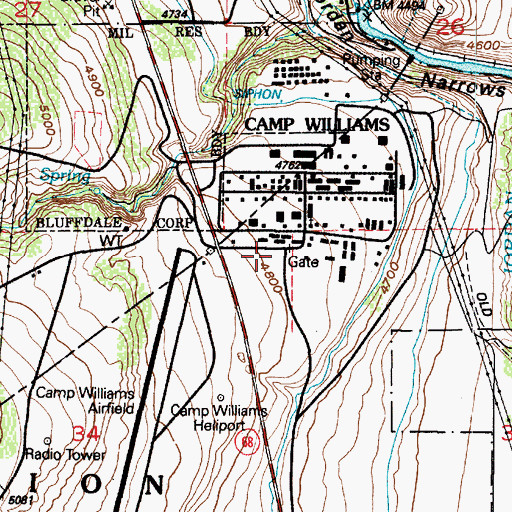Topographic Map of Camp Williams Utah Army National Guard, UT