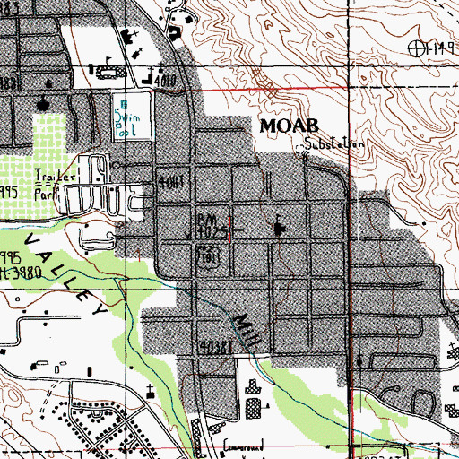 Topographic Map of Utah Highway Patrol Section 13 Moab Office, UT