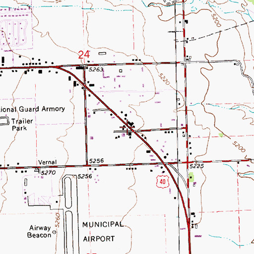 Topographic Map of Utah Highway Patrol Section 5 Vernal Office, UT