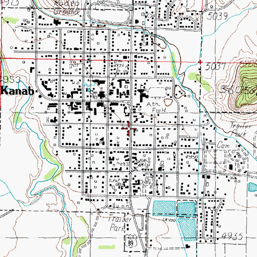Topographic Map of Utah Highway Patrol Section 9 Kanab Office, UT