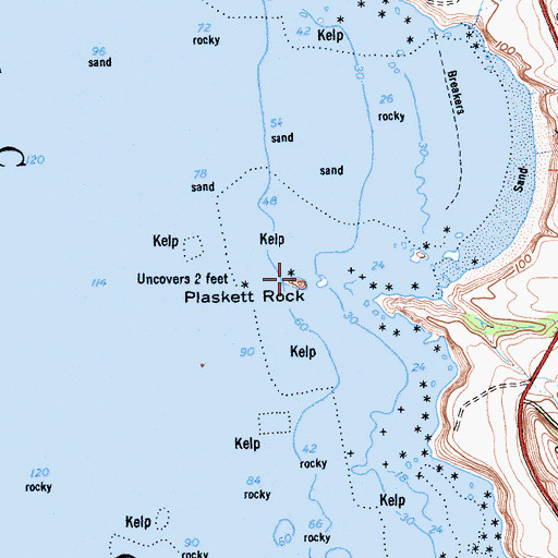 Topographic Map of Plaskett Rock, CA