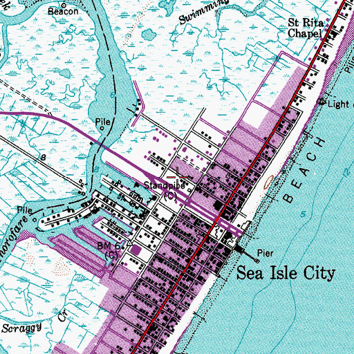 Topographic Map of Sea Isle City Police Department, NJ