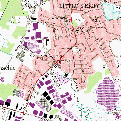 Topographic Map of Moonachie Police Department, NJ