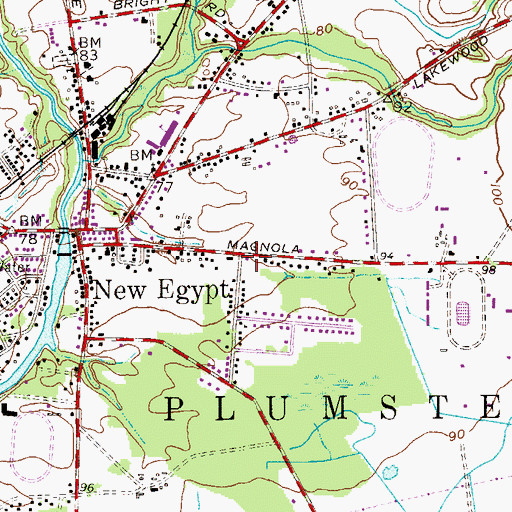 Topographic Map of Plumstead Township Police Department, NJ