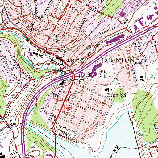 Topographic Map of Boonton Police Department, NJ