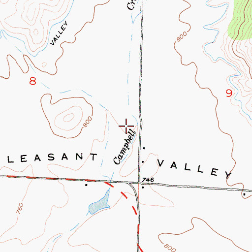 Topographic Map of Pleasant Valley, CA